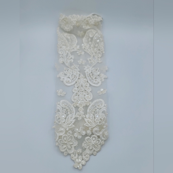 Embroidered Bridal Sleeve Pearls Sequins #695 - Picture 11 of 14